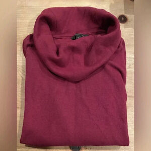 Banana Republic Women's Cotton Burgundy Ribbed Cowl Turtleneck Pullover XL